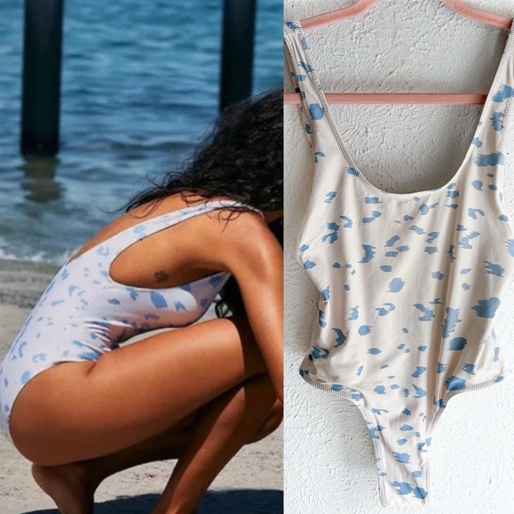 Stone Fox Swim Ingrid One Piece Swimsuit Blue White Print XS